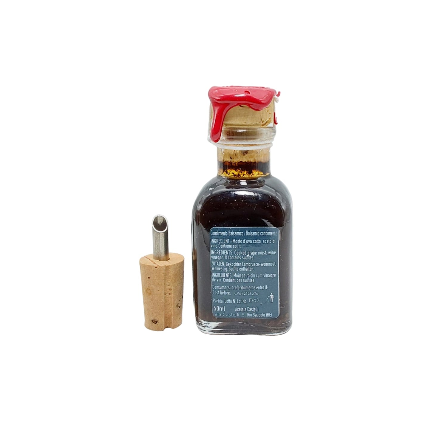 Nutritional facts label Trittico Castelli aged balsamic vinegar gift set Modena - ingredients and nutrition values Italian gourmet condiment by vitalitaly