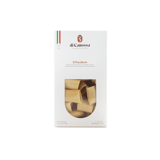 Paccheri pasta Italian artisanal 500g - Premium durum wheat large-flat tube pasta from Campania