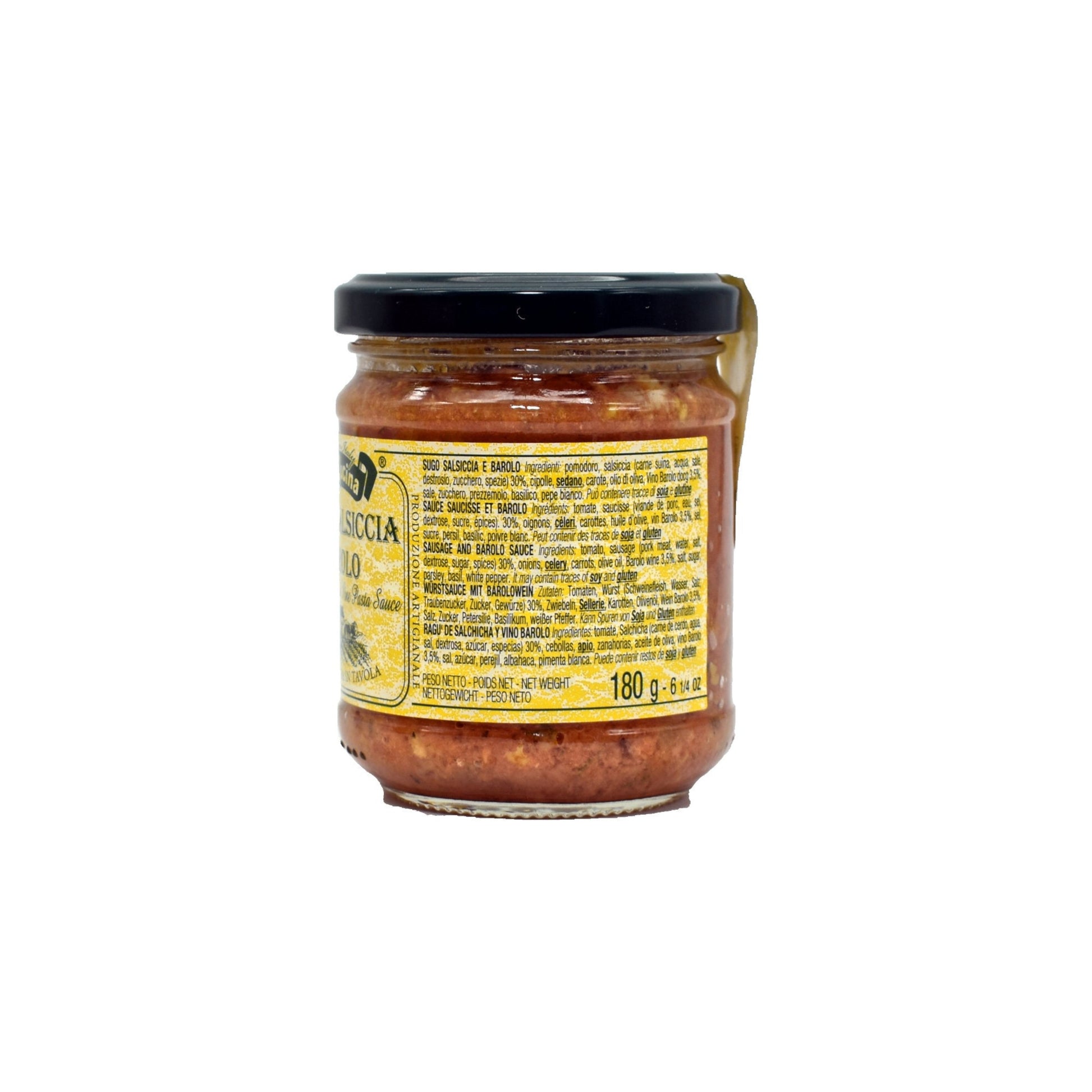 Barolo and sausage ragu Italian wine sauce 180g - Premium Piedmontese pasta sauce - Ingredients