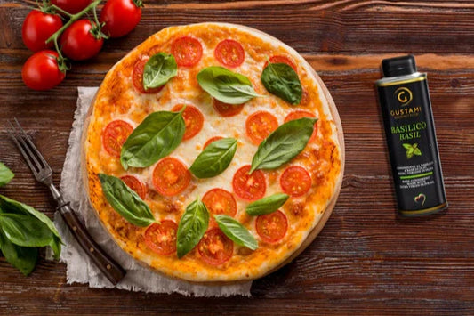 Basil infused oil Gustami herb Italian condiment - Premium aromatic basil oil - Pizza basil topping