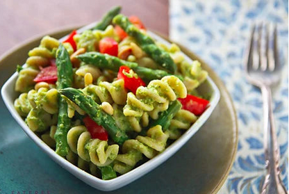 Vitalitaly Food Fusilli with fresh asparagus — 100% Vegan bronze-drawn artisan Italian pasta recipe with premium seasonal asparagus, celebrating authentic Italian culinary excellence
