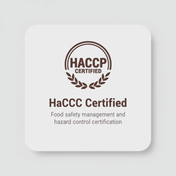 HACCP Certified badge – Vitalitaly Italian food safety management system | hazard analysis critical control points certified gourmet producer | premium pasta balsamic vinegar olive oil food safety EU Germany
