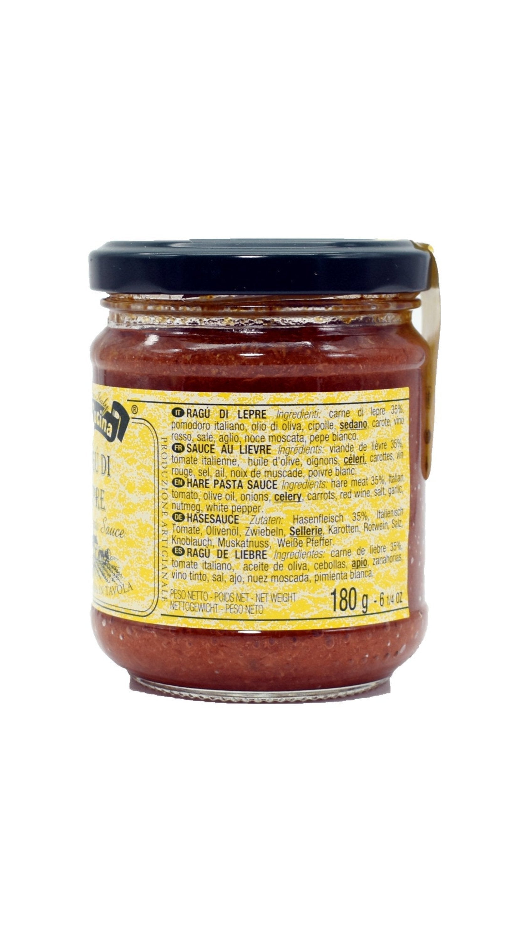 Hare ragu Italian traditional sauce 180g - Premium wild game meat pasta sauce  - Ingredients