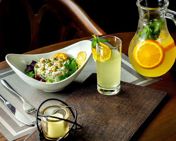 Italian salad with citrus juice drizzled with Limoncello Balsamic Vinegar — fresh Italian gourmet recipe, alcohol-free and vegan by Vitalitaly