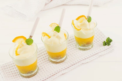 Delicious lemon layer dessert drizzled with Limoncello Balsamic Vinegar — elegant Italian recipe by Vitalitaly, alcohol-free and vegan