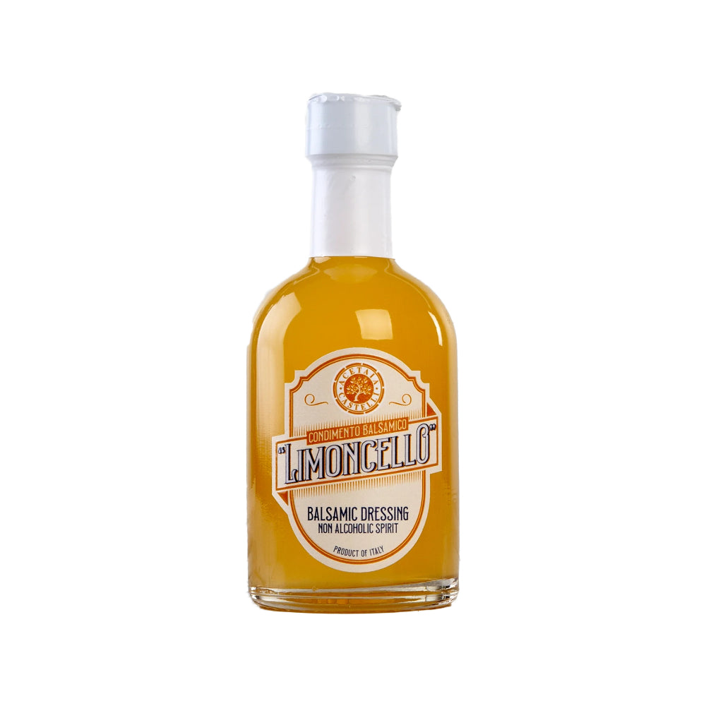Limoncello flavored balsamic vinegar 250ml - Italian gourmet condiment for cocktails, salads, BBQ and marinated raw fish and meat