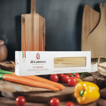 Linguine with roasted bell peppers ingredients - Vitalitaly artisan Italian pasta 500g durum wheat semolina, fresh vegetable pairing