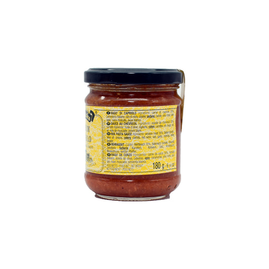 Roe deer ragu Italian artisanal sauce 180g - Premium wild game meat pasta sauce - Ingredients