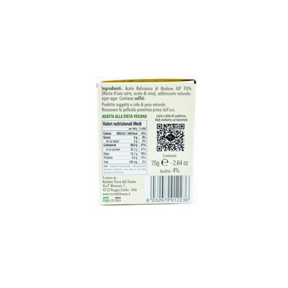 Balsamico Kugeln Modena IGP Verpackung Rückseite Nährwertangaben vegan glutenfrei – molekulare Gourmet Perlen aus Italien | vitalitaly