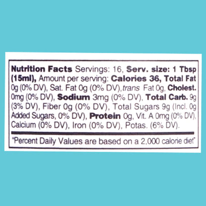 Spritz Balsamic Vinegar nutritional label — Italian gourmet condiment, alcohol-free, vegan, premium quality by Vitalitaly