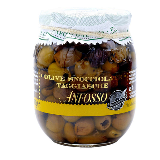 Taggiasca olives Ligurian premium Italian appetizer - Traditional Mediterranean delicacy