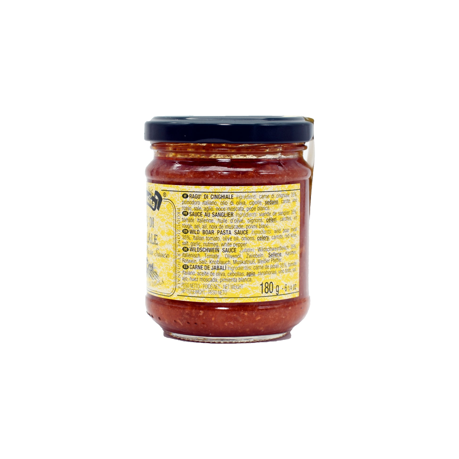 Wild boar ragu Italian artisanal sauce 350g - Premium game meat pasta sauce-Ingrdients